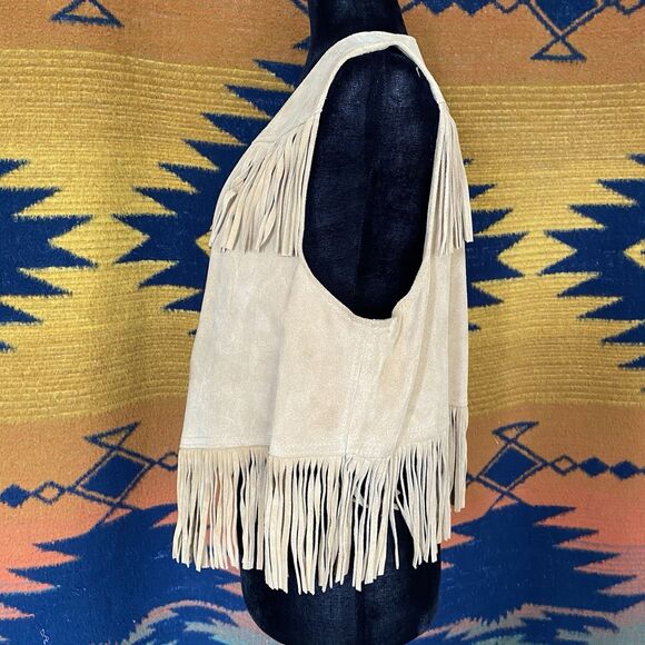 Vintage Sasson Suede Fringe Open Best. Medium. Boho Hippie Festival Wear. Rare. - Picture 4 of 7